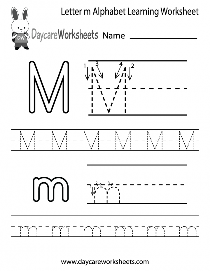 Free Letter M Alphabet Learning Worksheet for Preschool  Learning