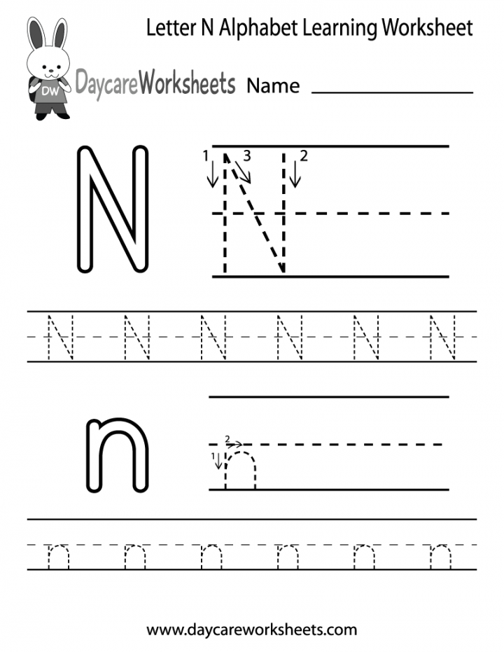 Free Letter N Alphabet Learning Worksheet for Preschool  Learning