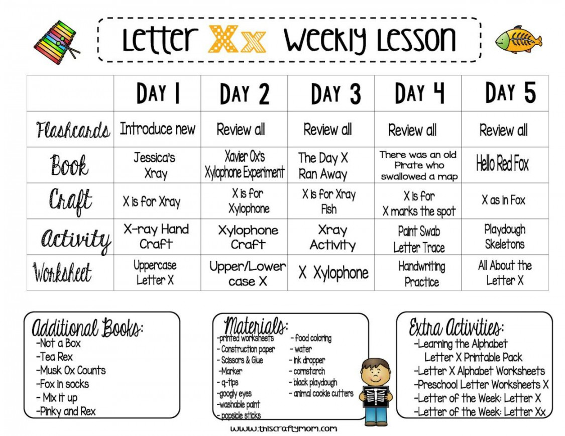 FREE LETTER X LESSON PLAN  Preschool weekly lesson plans