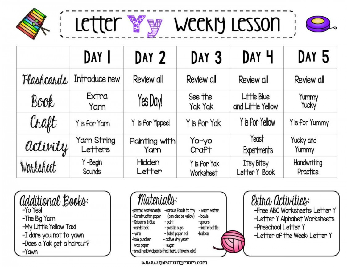 FREE LETTER Y LESSON PLAN  Preschool weekly lesson plans