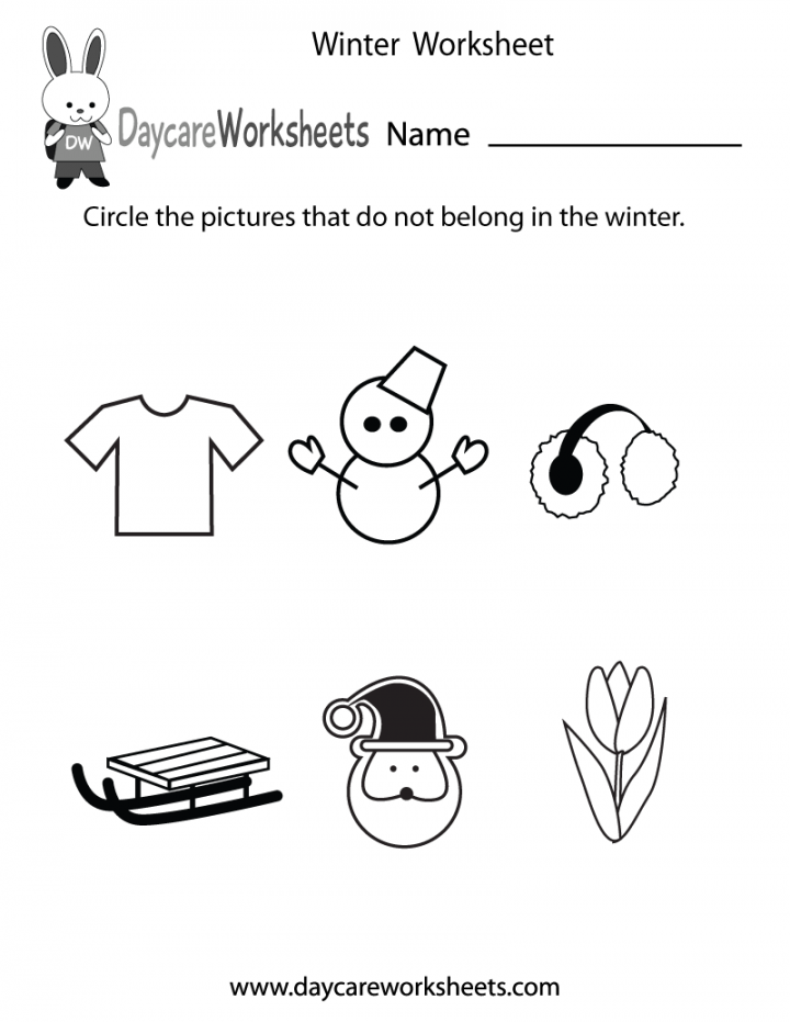 Free Preschool Winter Worksheet  Preschool worksheets, Preschool