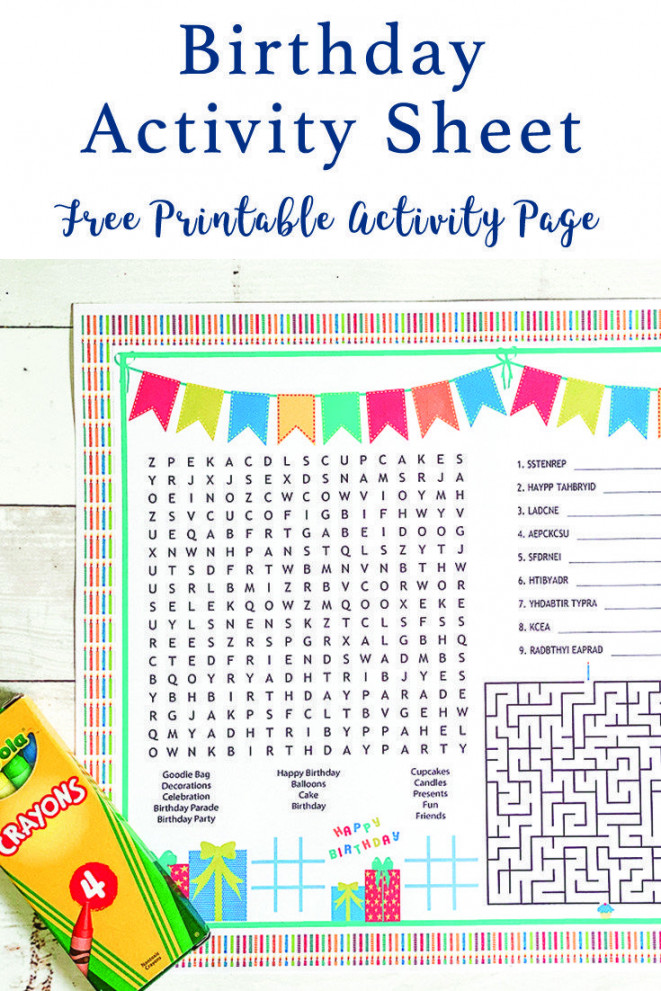 Free Printable Birthday Activity Sheet - Everyday Party Magazine