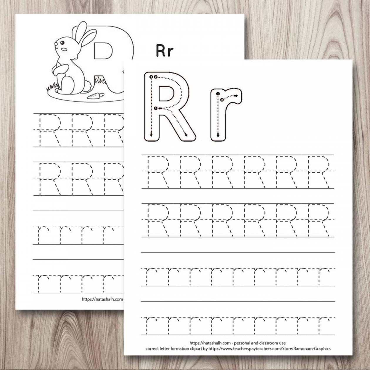 Free Printable Letter R Tracing Worksheets (R is for Rabbit) - The