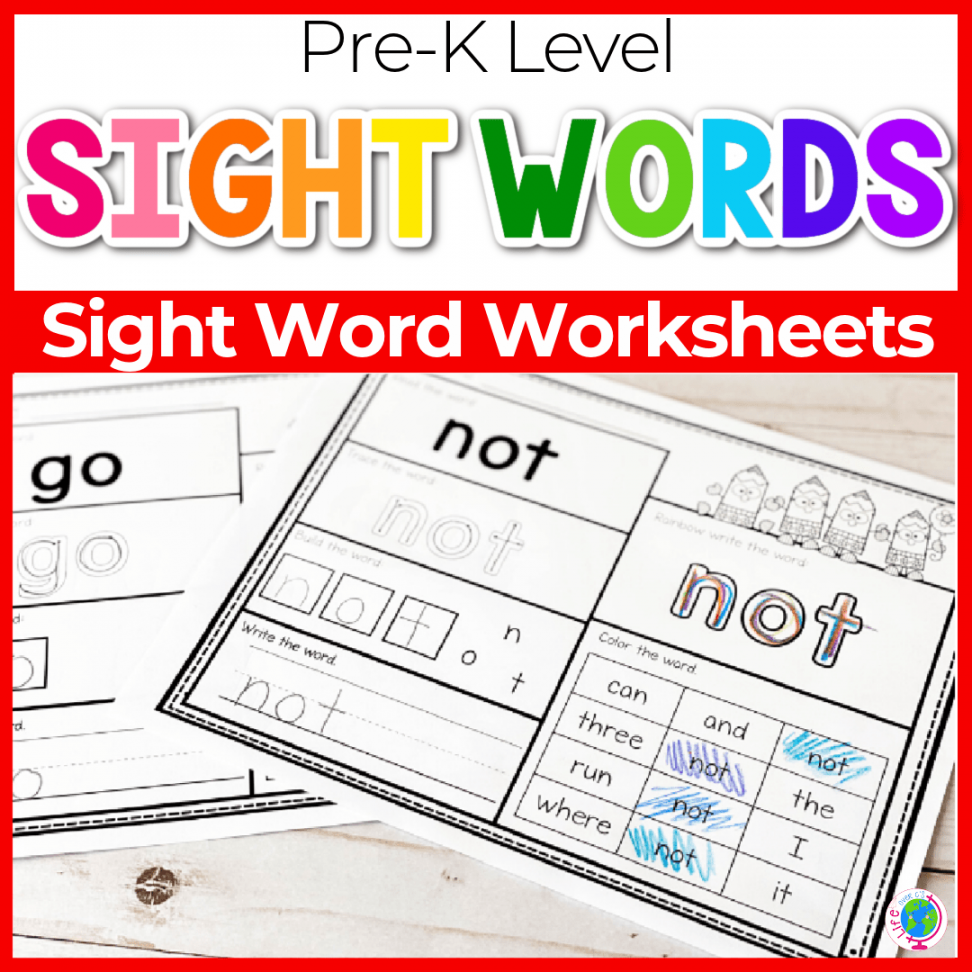 Free Printable Pre-K Sight Words Worksheets -