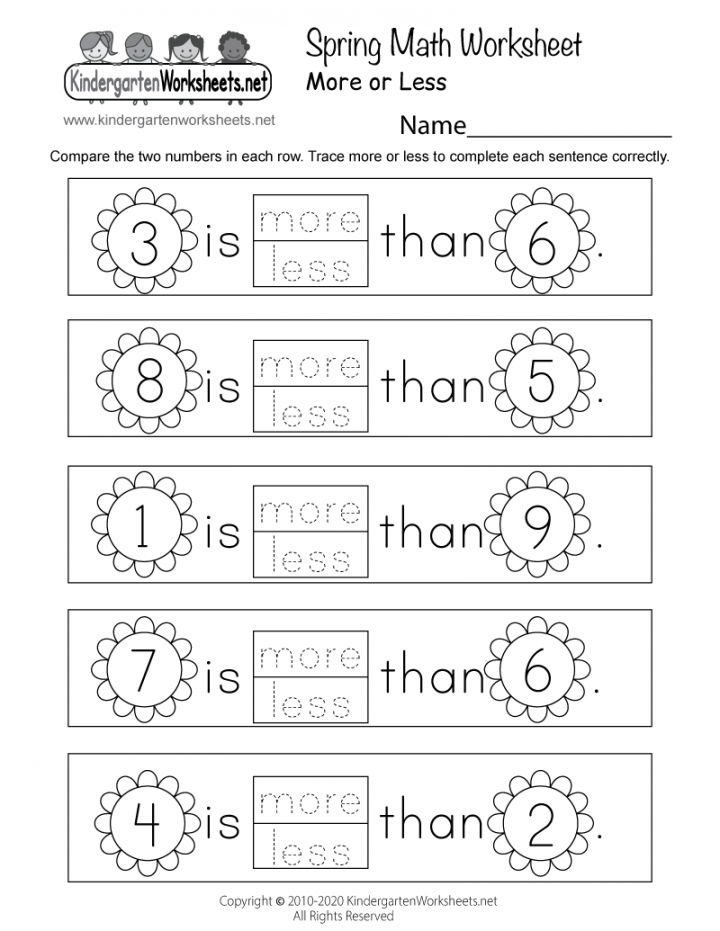 Free Printable Spring Math Worksheet for Kindergarten  Spring