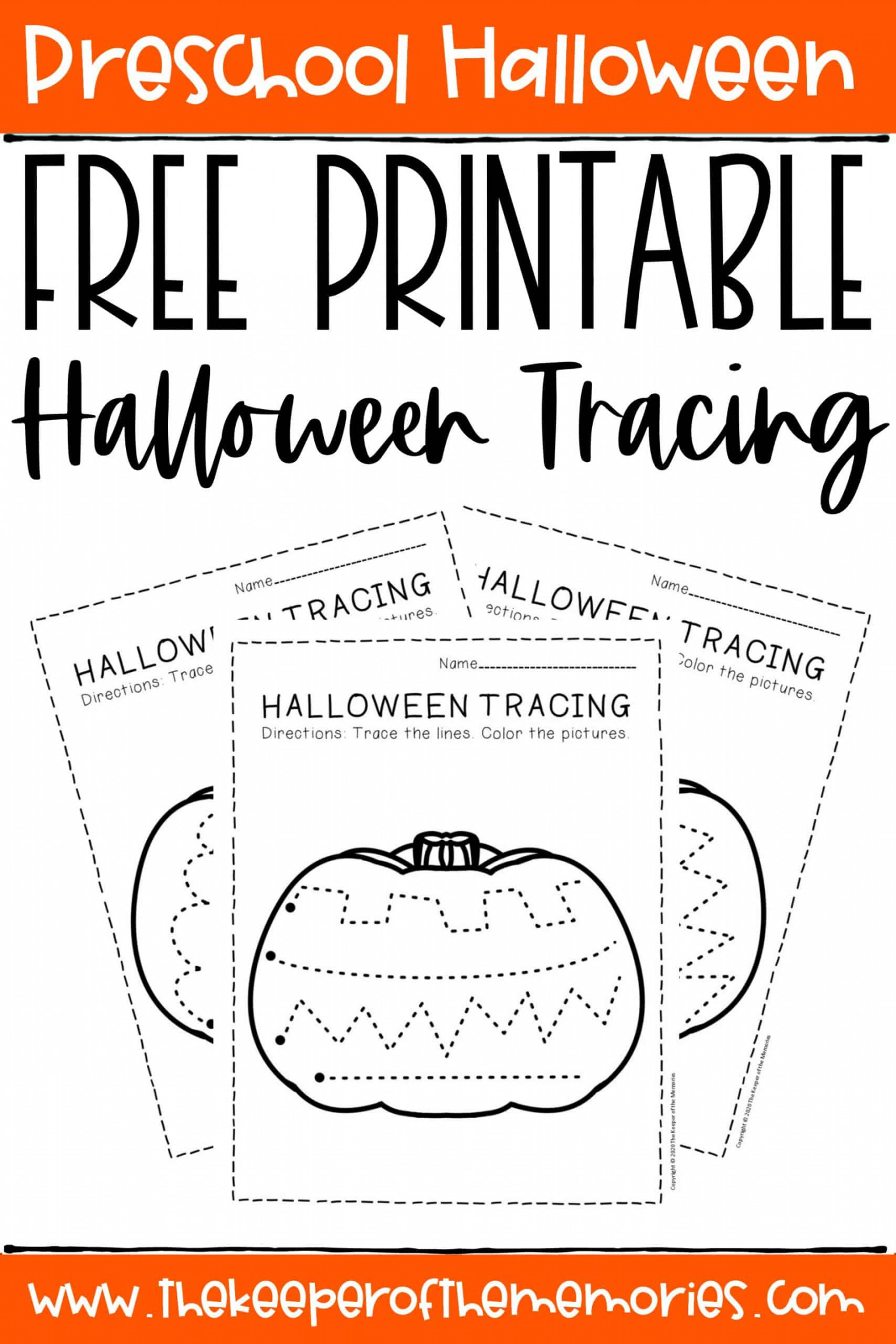 Free Printable Tracing Halloween Preschool Worksheets - The Keeper