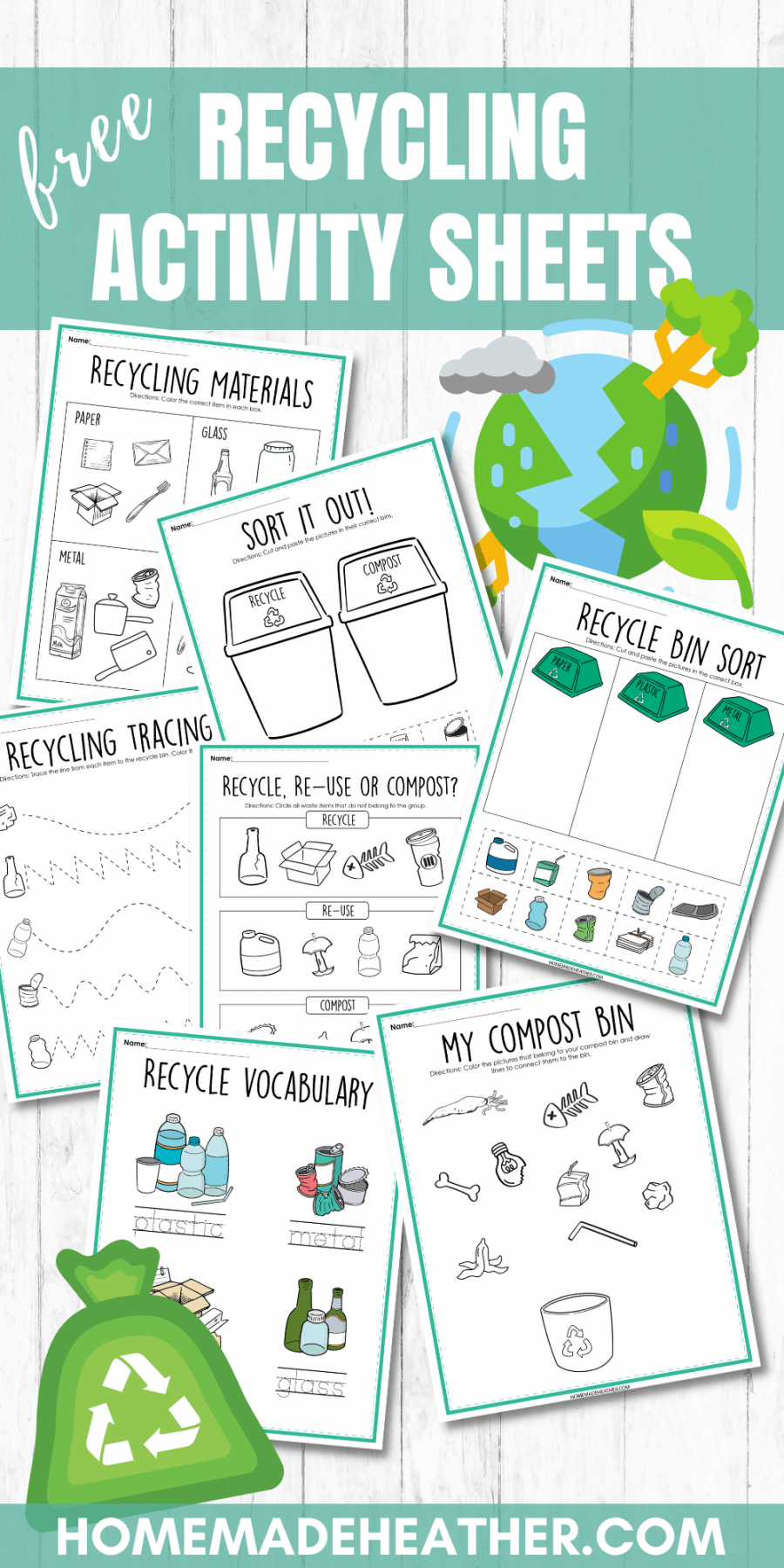 Free Recycling Activity Printable Sheets » Homemade Heather