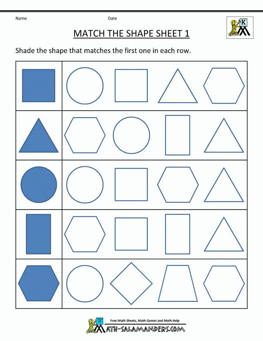 Free Shape Worksheets Kindergarten