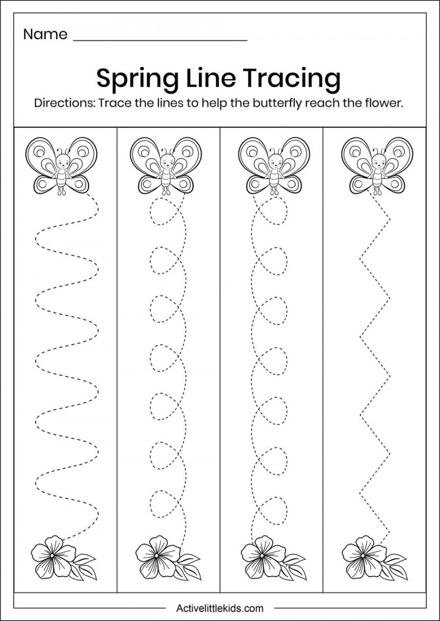 Free spring tracing line worksheets  Tracing worksheets preschool