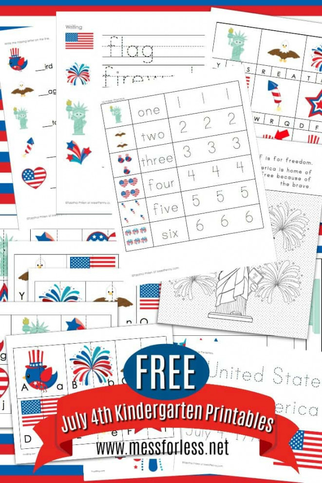 Free th of July Worksheets for Kindergarten - Mess for Less