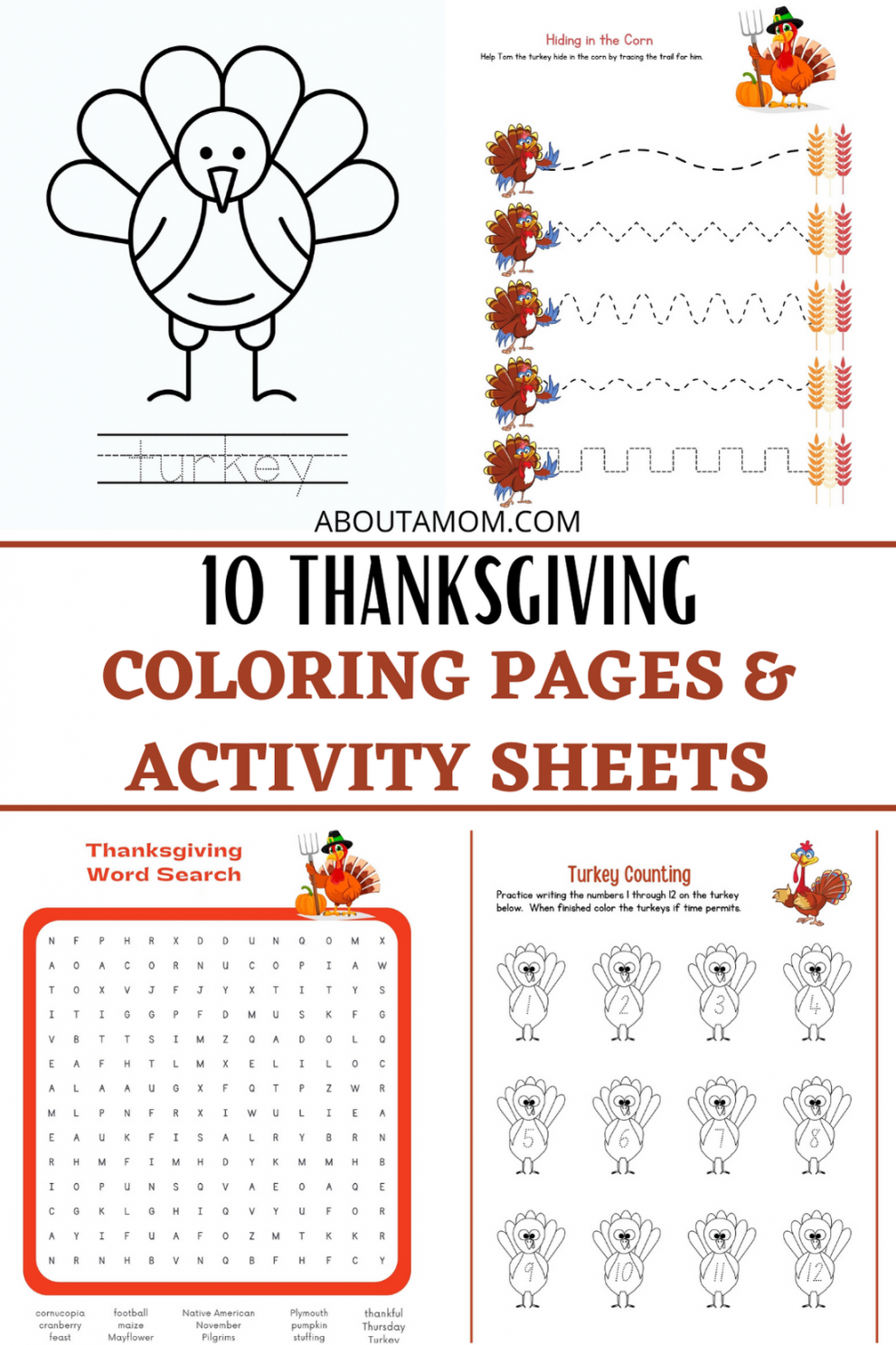 Free Thanksgiving Coloring Pages & Activity Sheets - About a Mom