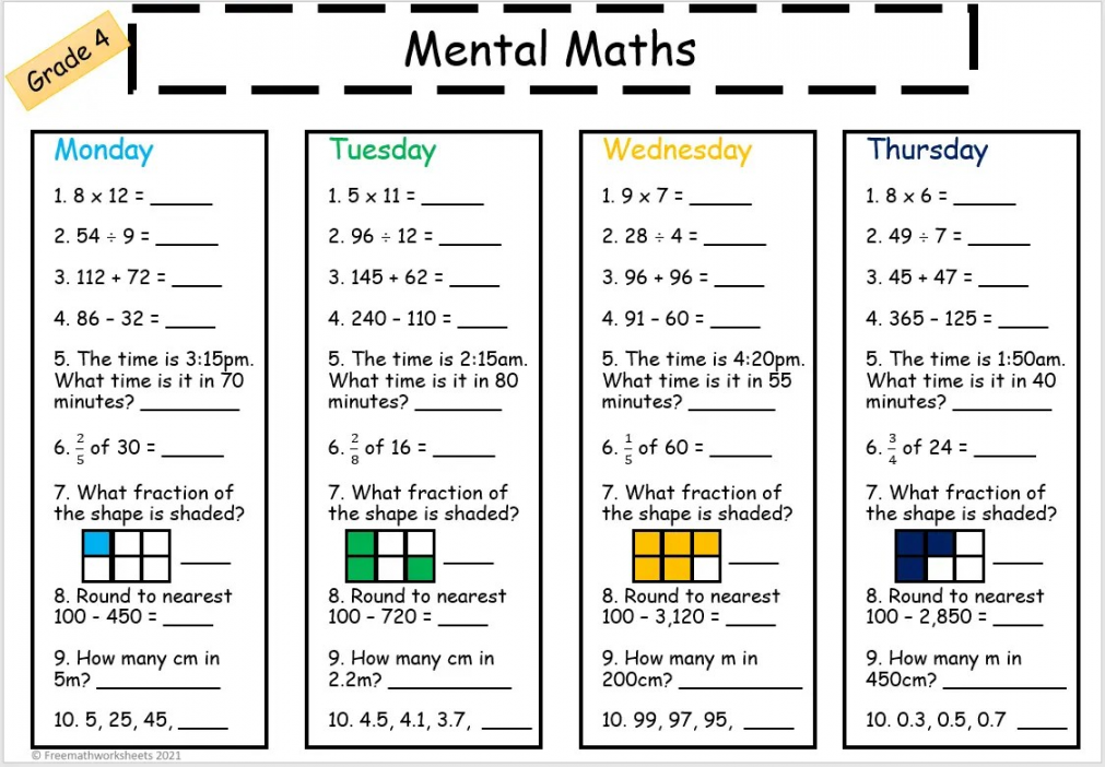 Grade  Free Math Worksheets - Printable Worksheets