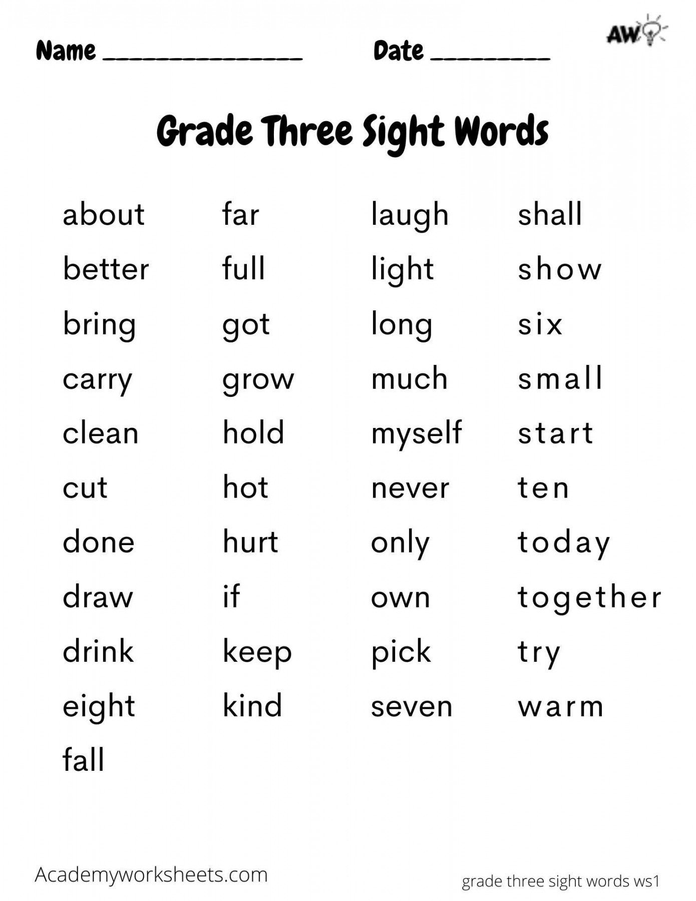 Grade  Sight Words - dolce learn to read - Academy Worksheets