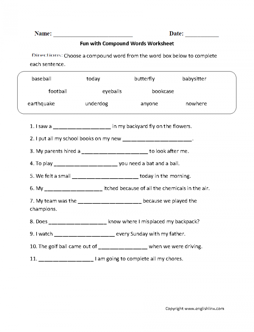 Grammar Mechanics Worksheets  Compound Words Worksheets