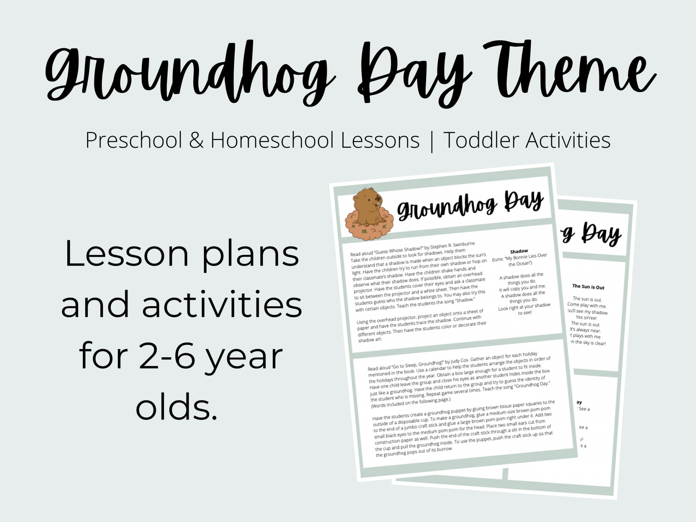 Groundhog Day Theme Preschool Curriculum Printable - Etsy