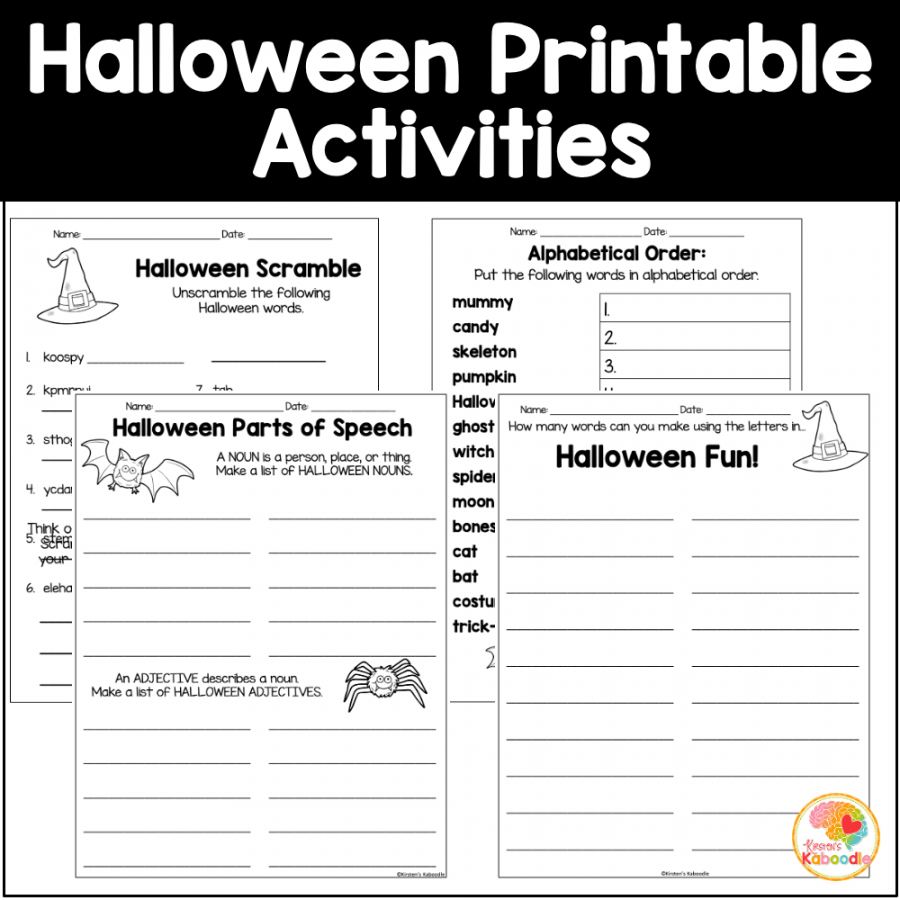 Halloween Literacy Activities: NO PREP Language Arts Worksheets