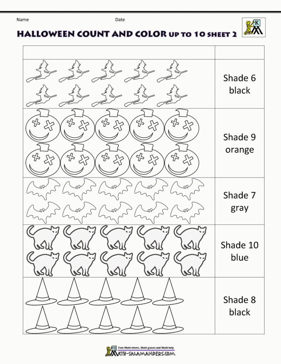 Halloween Math Worksheets for Kindergarten