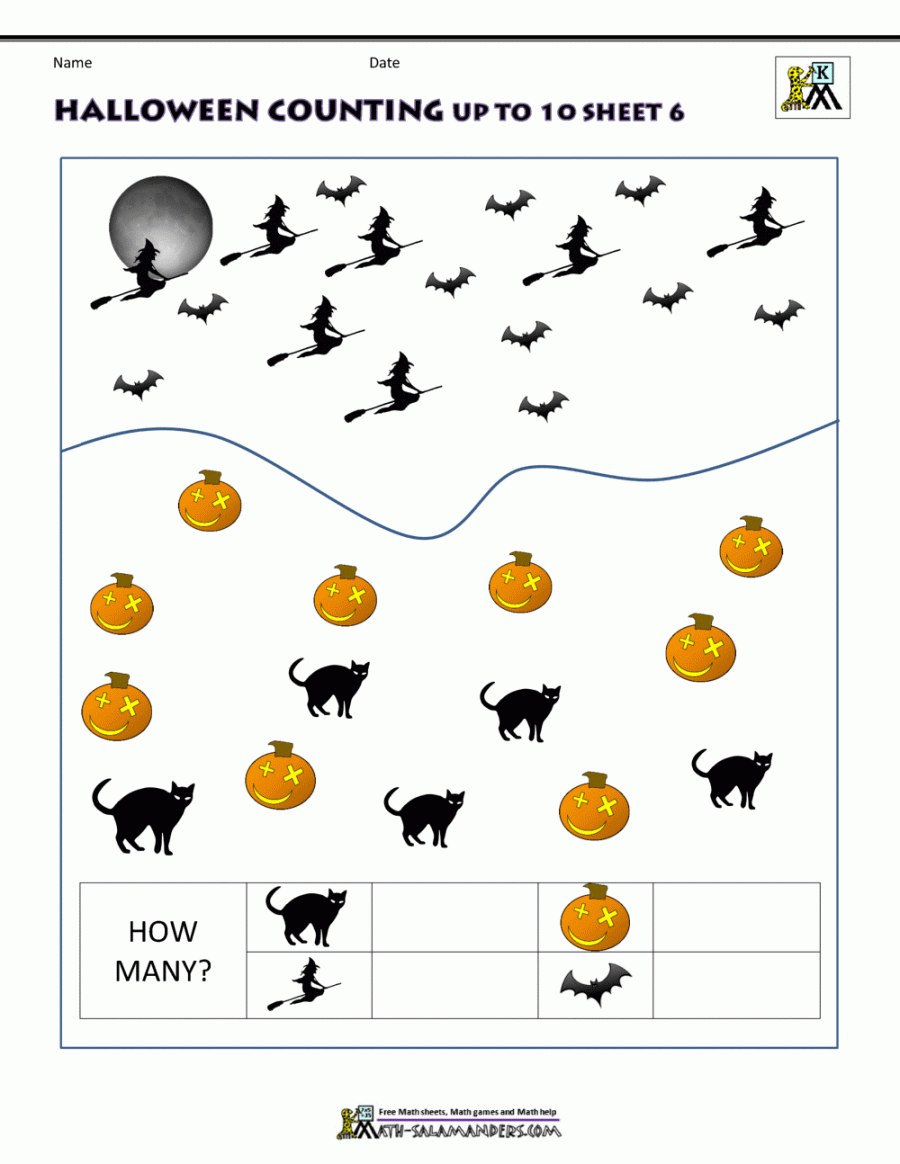 Halloween Math Worksheets for Kindergarten