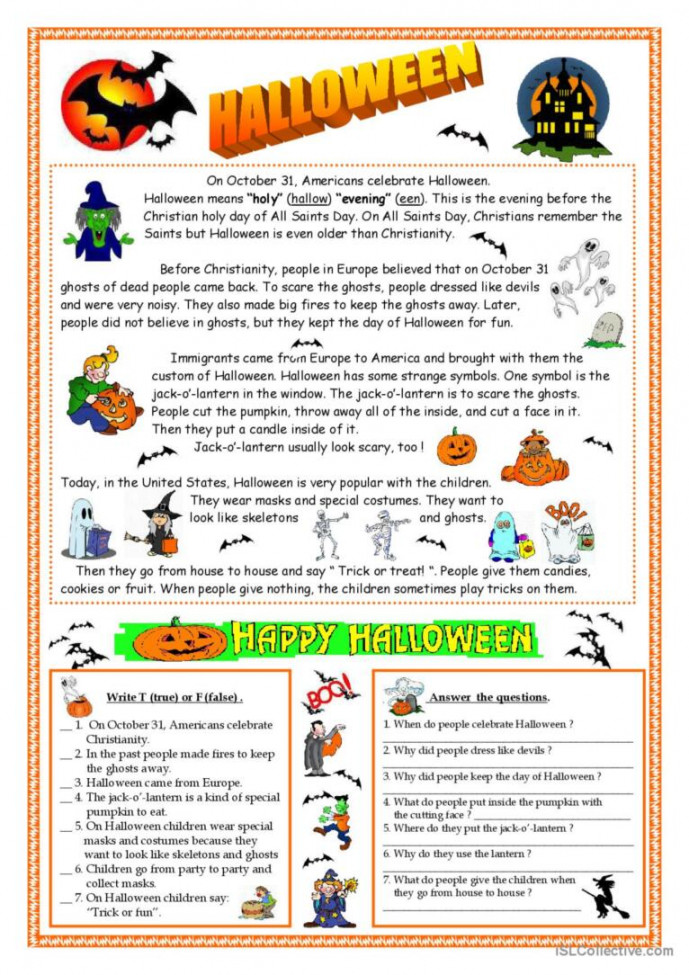 Halloween - reading : English ESL worksheets pdf & doc