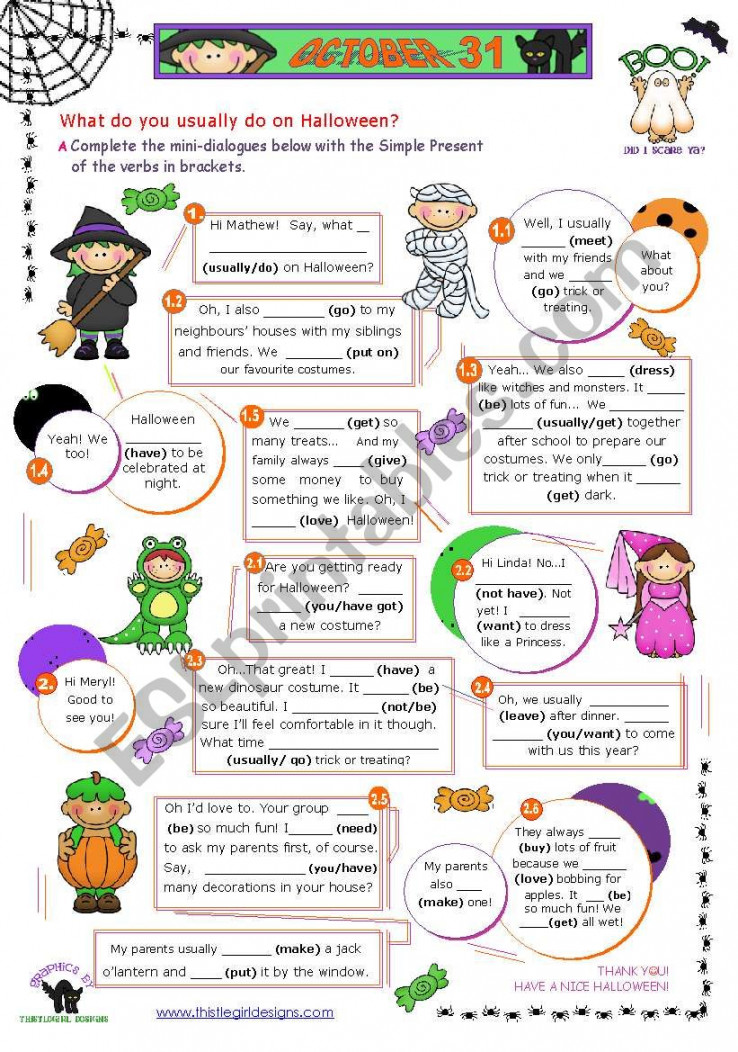 Halloween Set () - Present Simple: What do you usually do on