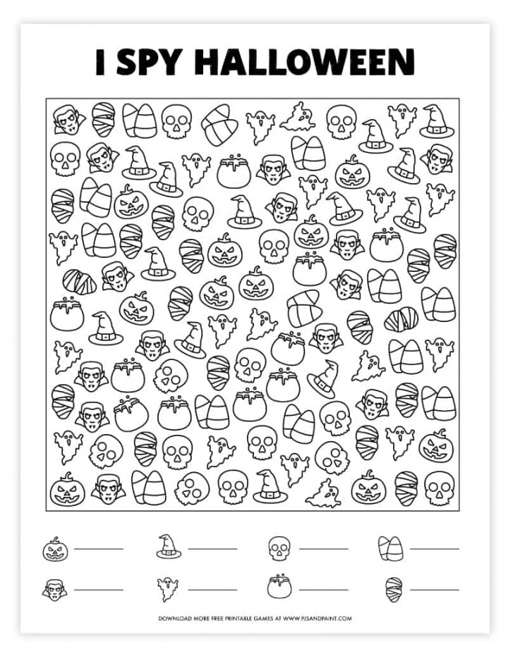 I Spy Halloween  Free Printable Game - Pjs and Paint