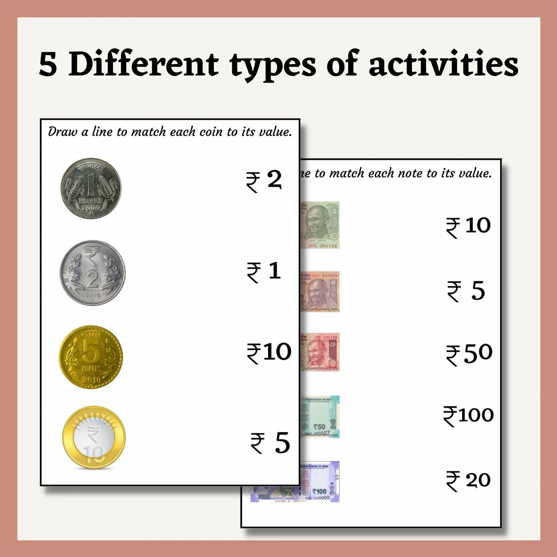 Indian Money Worksheets for Class  - Resource For Teacher