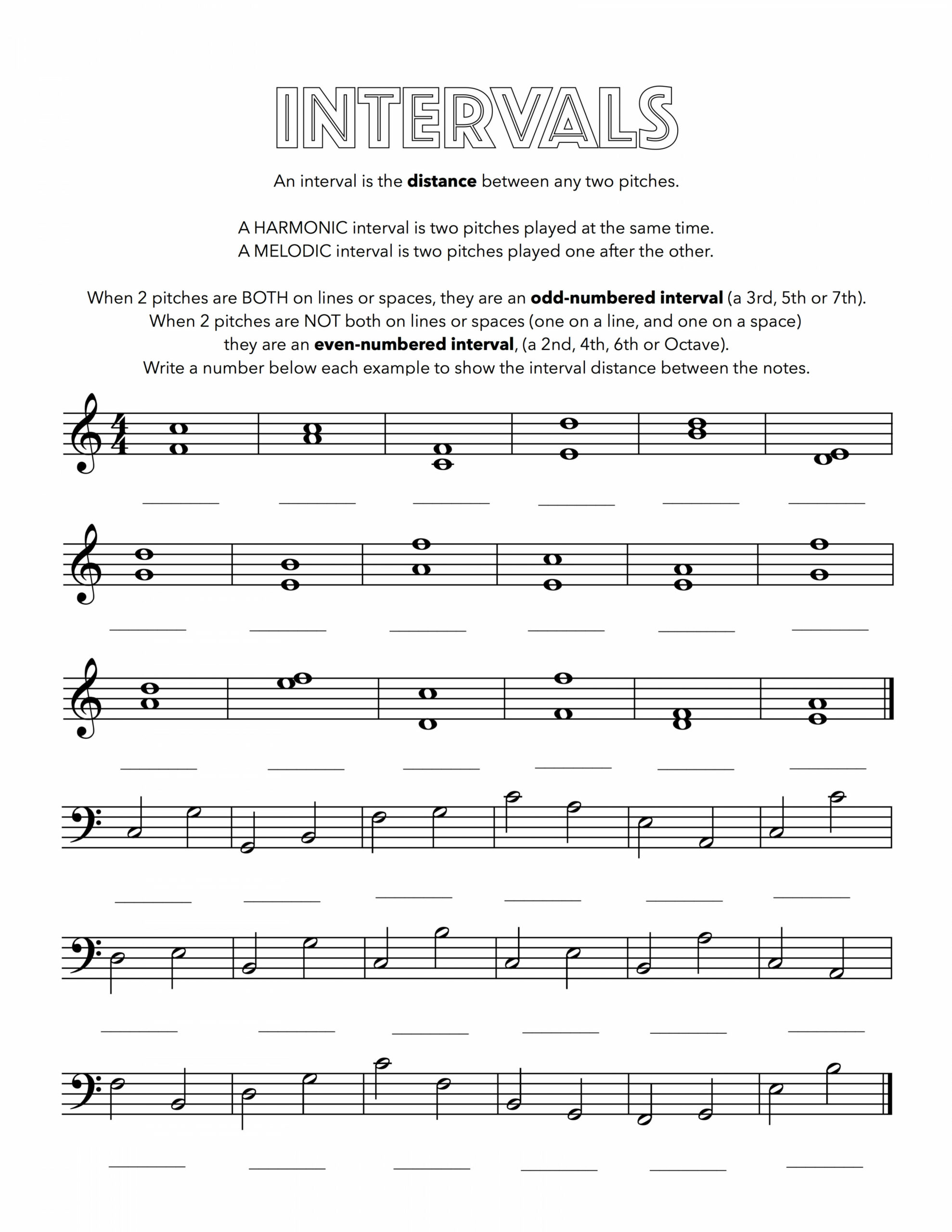 Intervals Worksheet