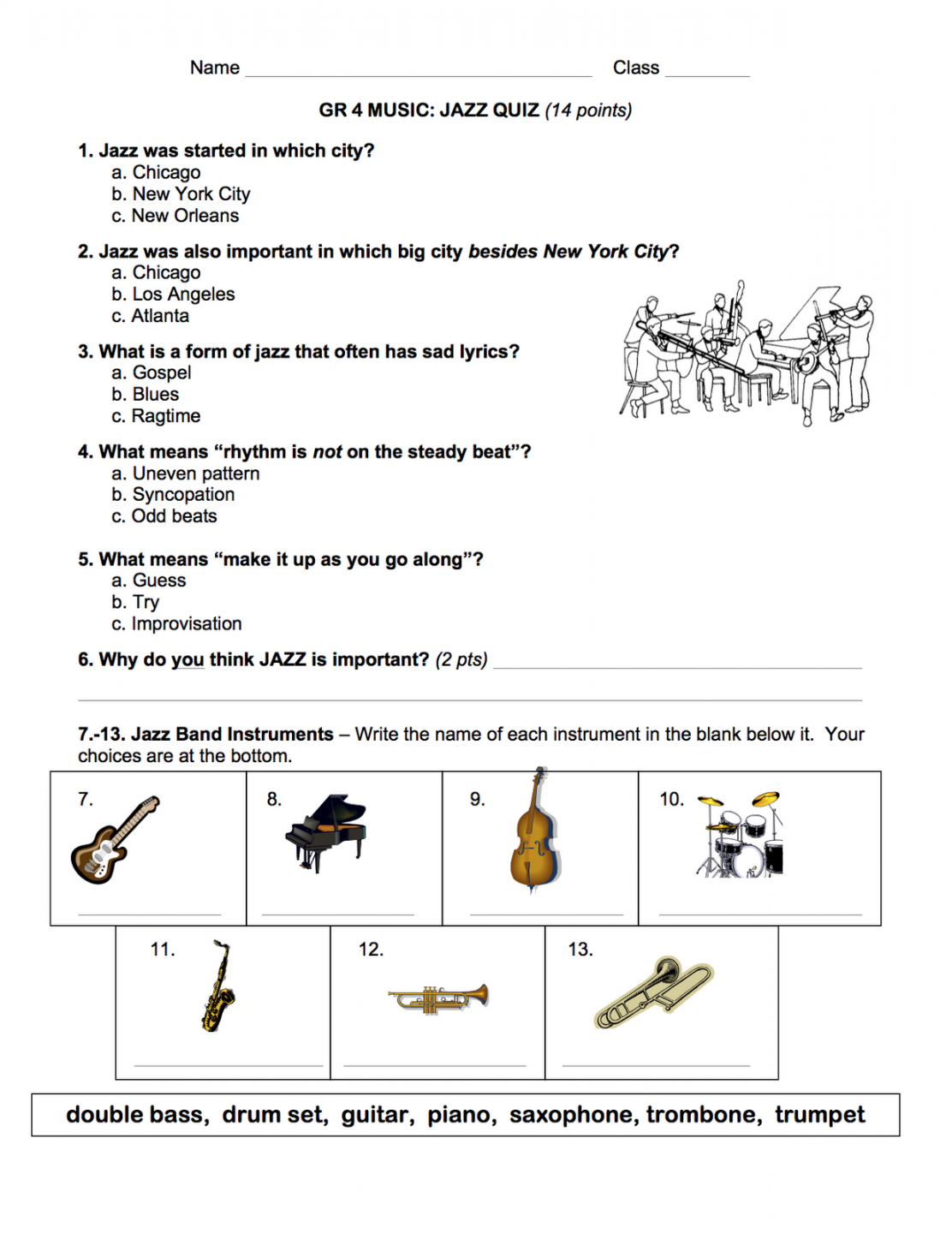 Jazz Quiz  Music education, Teaching music, Elementary music