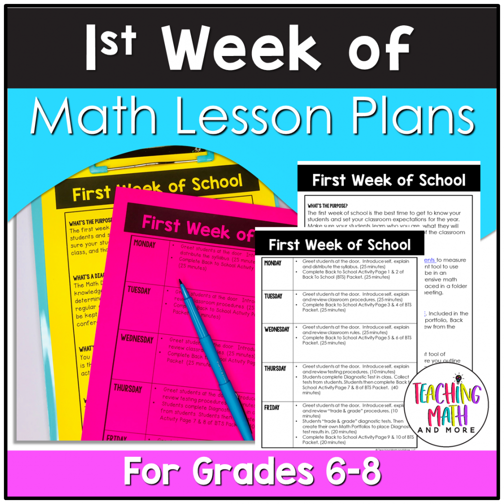 Kelly McCown: First Week of School Middle Math Lesson Plans