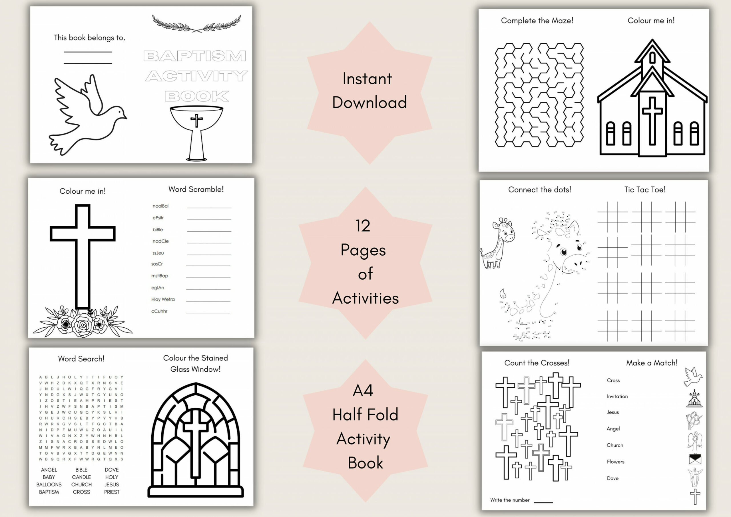 Kids Baptism Activity Book Colouring & Activity Book for - Etsy UK