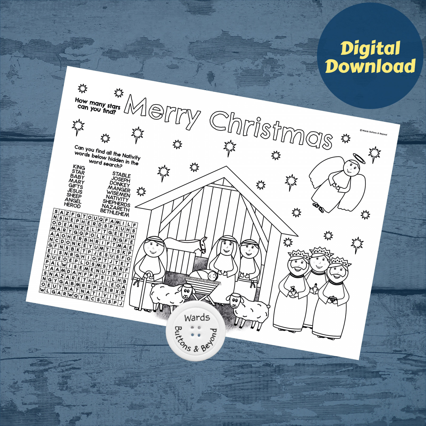 Kids Nativity Activity Colouring Placemat Printable Colouring - Etsy