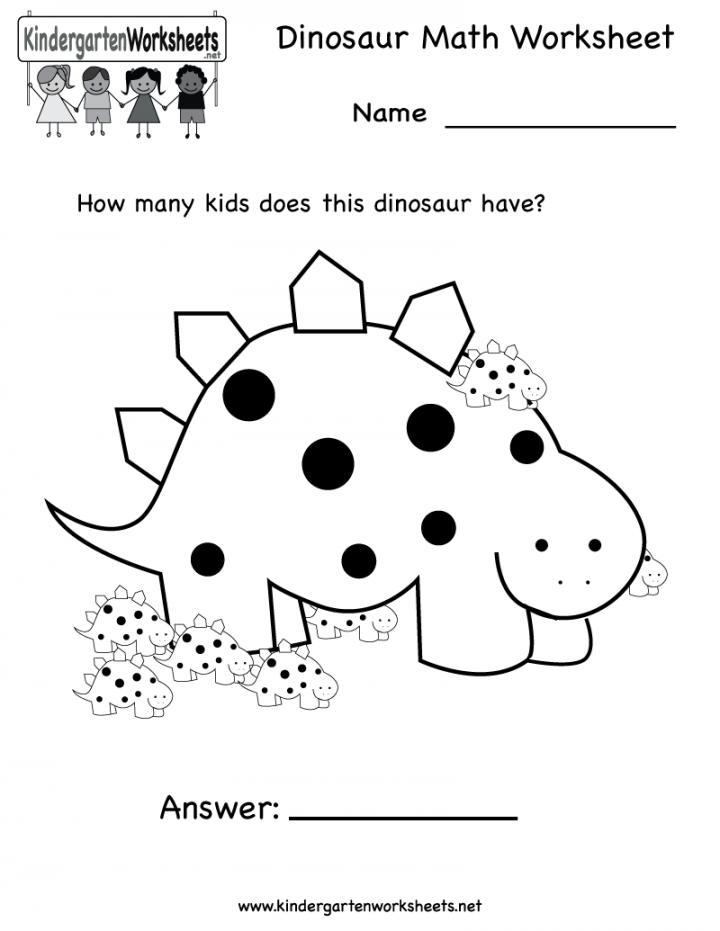 Kindergarten Dinosaur Math Worksheet Printable  Kindergarten math