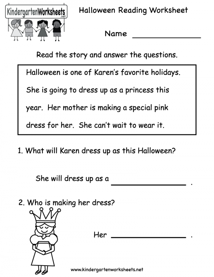 Kindergarten Halloween Reading Worksheet Printable  Reading