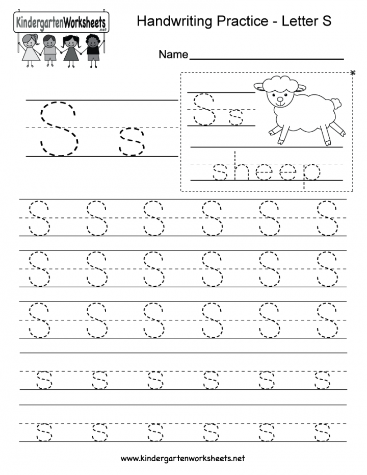 Kindergarten Letter S Writing Practice Worksheet Printable