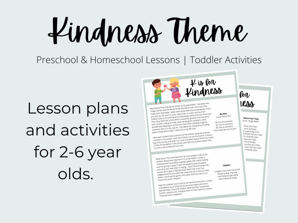 Kindness Theme Preschool Curriculum Printable Homeschool - Etsy