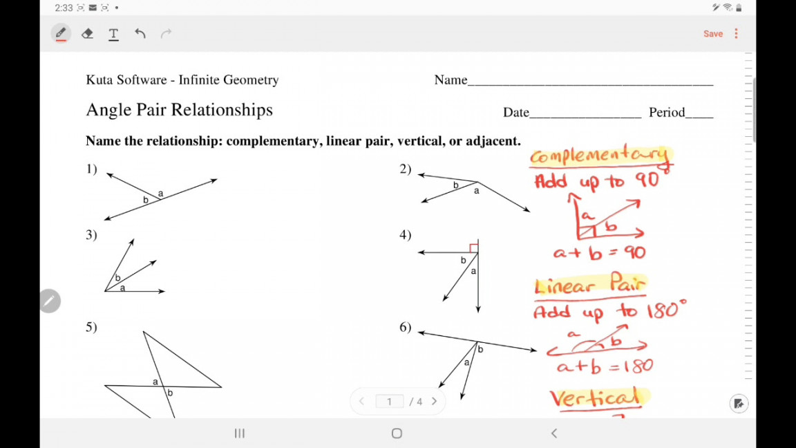 Kuta Software - Geometry: Angle Pair Relationships  IngWan Steiner