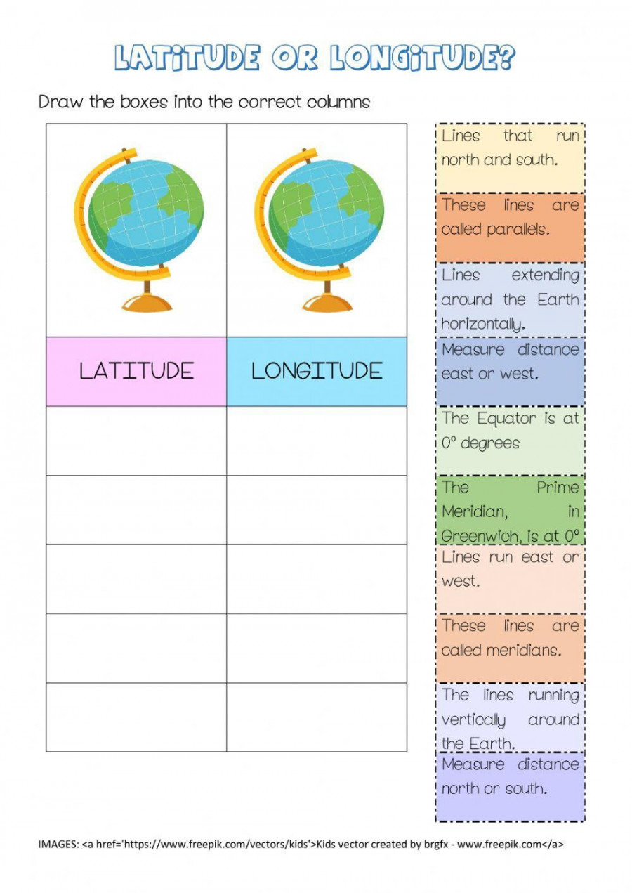 Latitude vs longitude worksheet  Live Worksheets