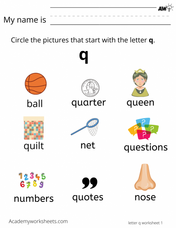 Learn the Letter Q q - Learning the Alphabet - Academy Worksheets