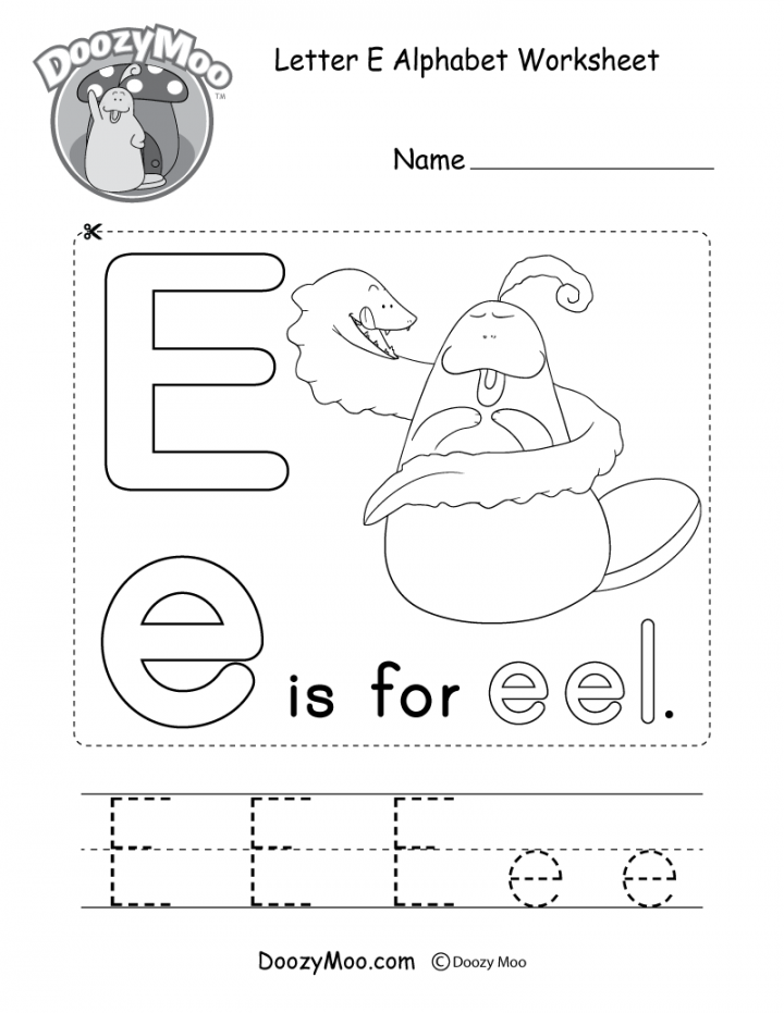 Letter E Alphabet Activity Worksheet - Doozy Moo