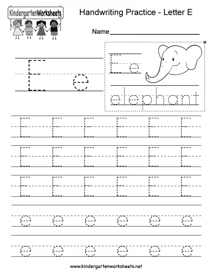 Letter E Writing Practice Worksheet