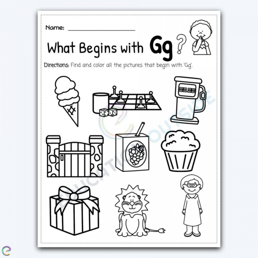 Letter G - Beginning Sound Coloring Page