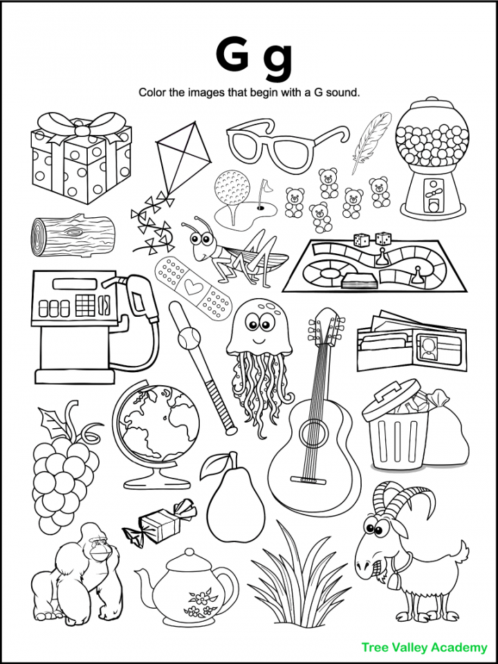 Letter G Sound Worksheets - Tree Valley Academy