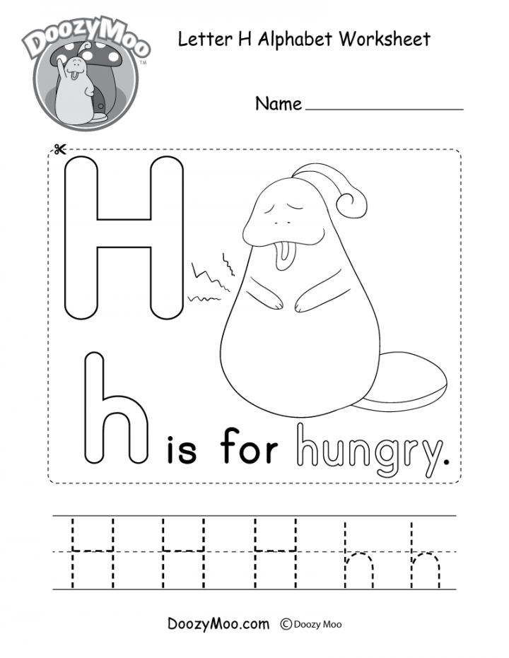 Letter H Alphabet Activity Worksheet - Doozy Moo