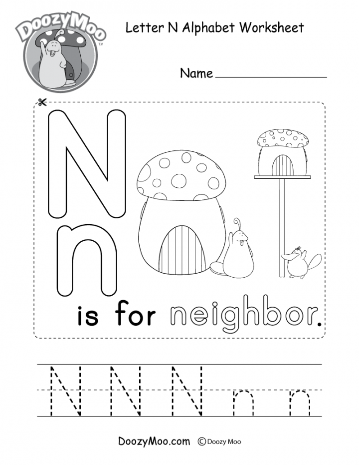 Letter N Alphabet Activity Worksheet - Doozy Moo