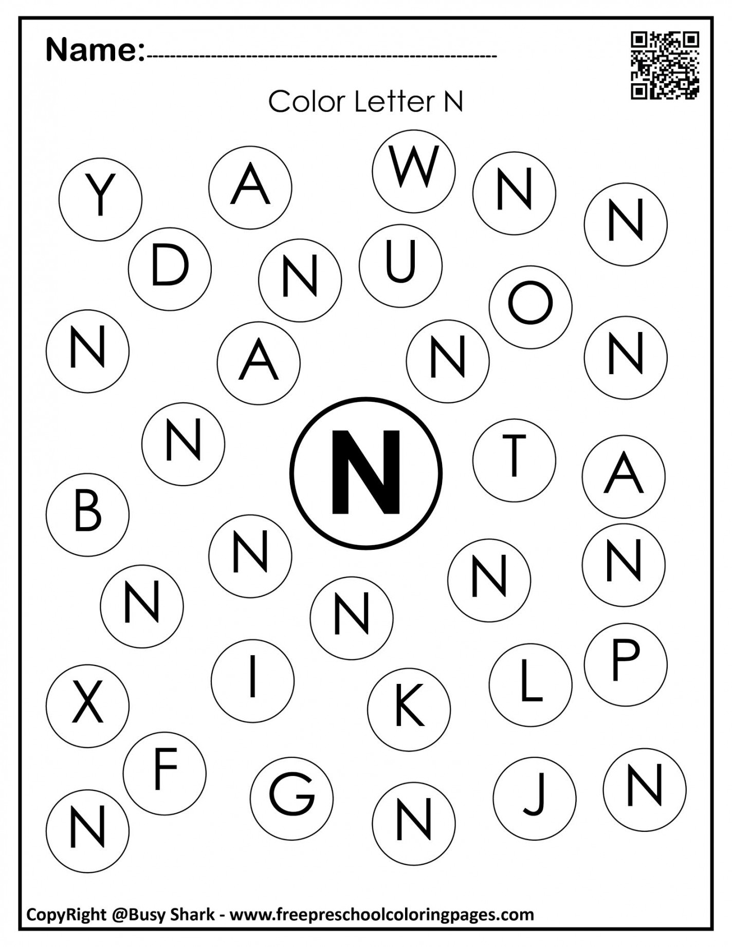 Letter N " free Dot Markers coloring pages"