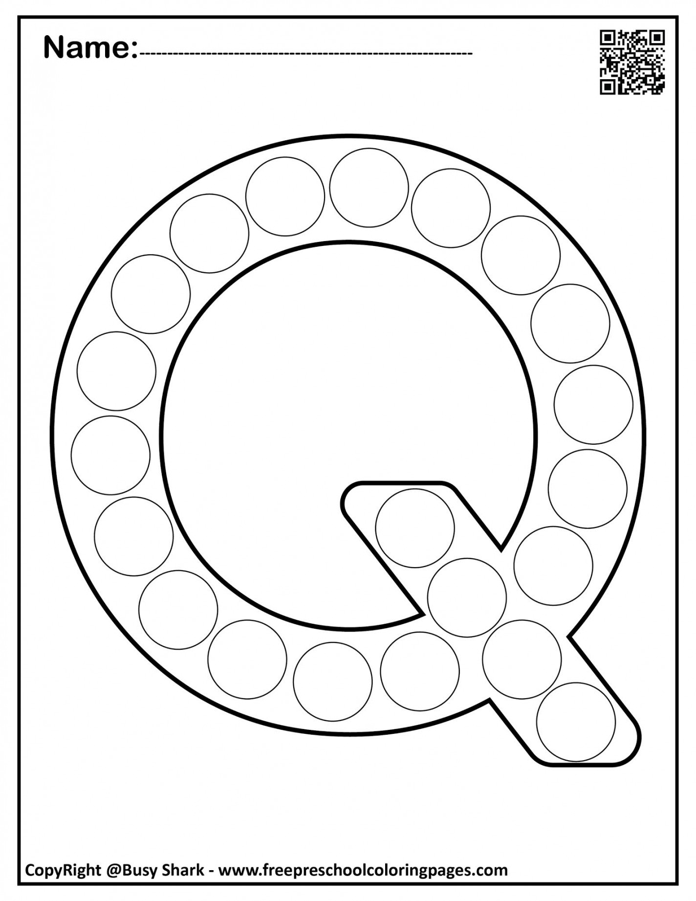 Letter Q " free Dot Markers coloring pages"