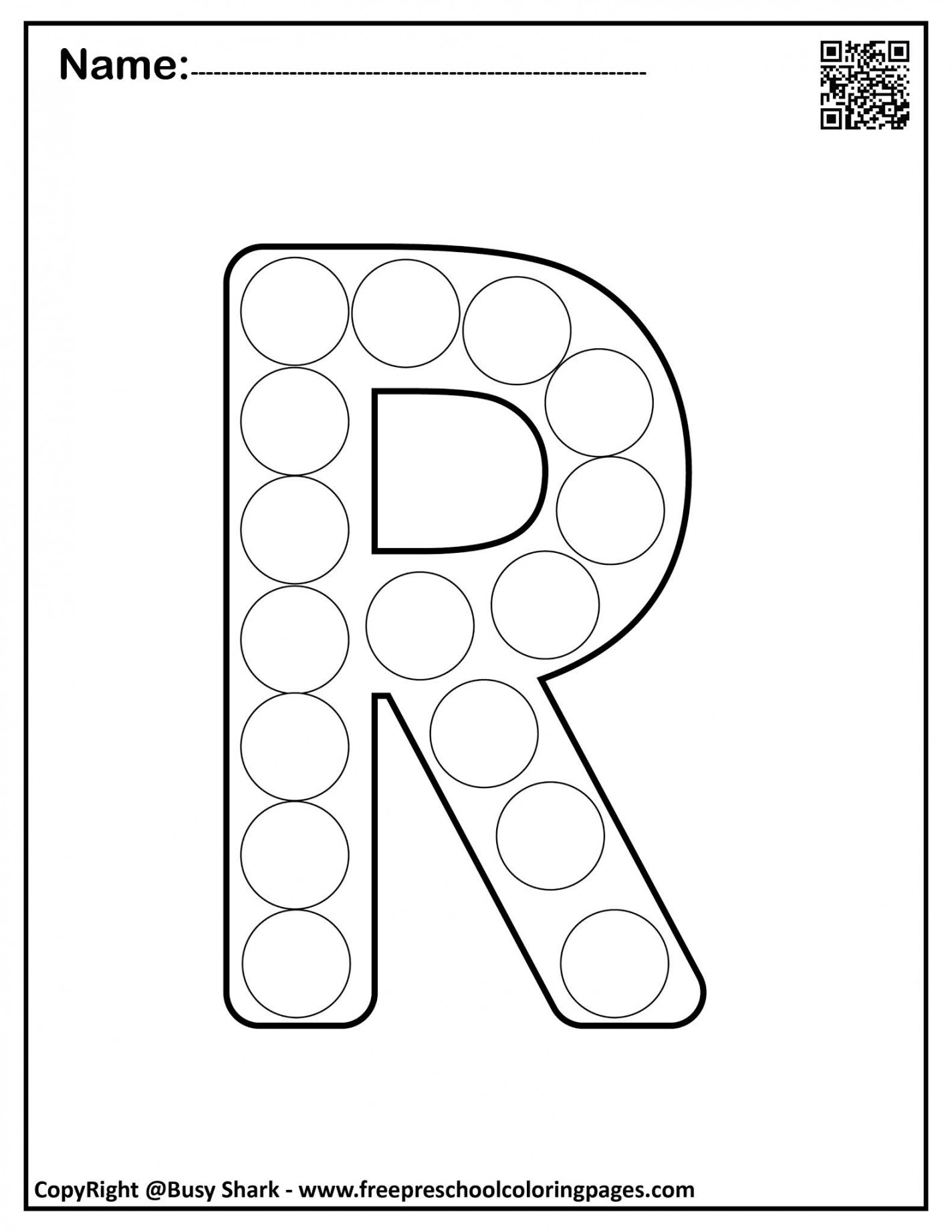 Letter R " free Dot Markers coloring pages"