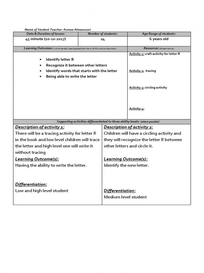 Letter R Lesson Plan  PDF  Lesson Plan  Teachers