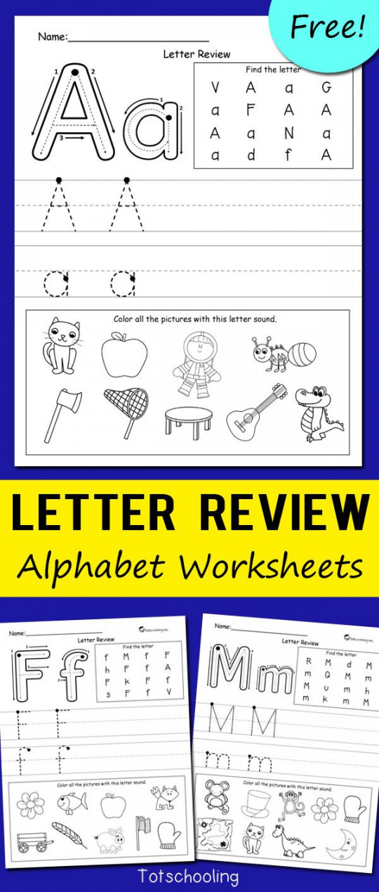 Letter Review Alphabet Worksheets  Kindergarten letters, Alphabet