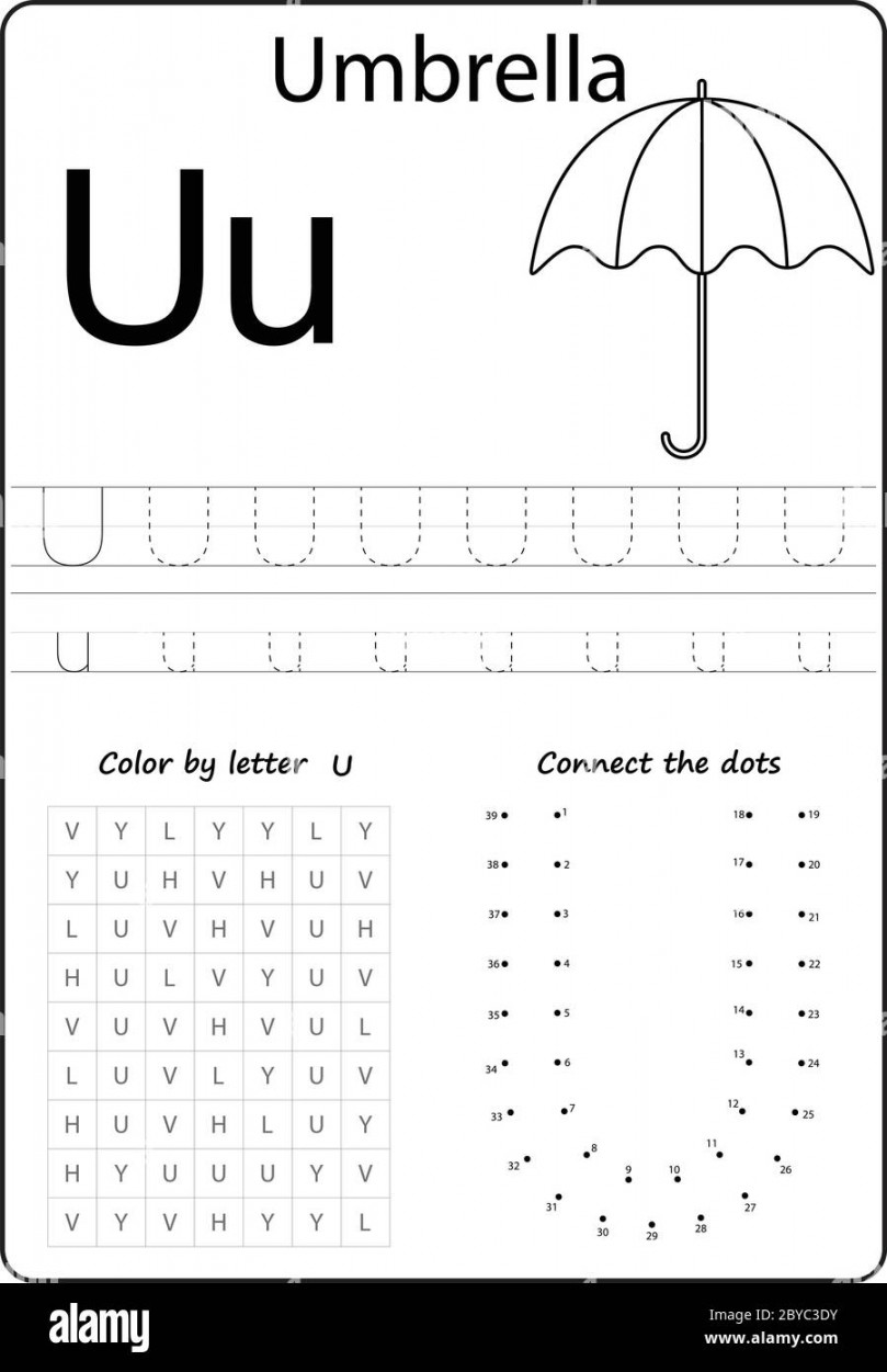 letter U. Alphabet letter. Worksheet. Task for kids